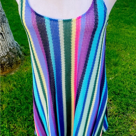 ANAMA Striped Knit Halter Dress Rainbow Brights Casual Beach Vacation Resort‎ - Picture 5 of 9